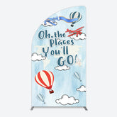 Aperturee - Aperturee Blue Oh The Places You Go Happy Birthday Half Moon Arch Backdrop